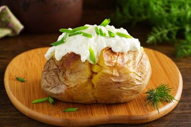 baked potato with toppings